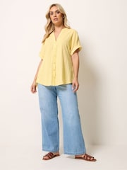 Yours Curve Yellow Dobby Stripe Blouse - Image 2 of 5