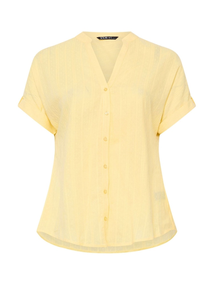 Yours Curve Yellow Dobby Stripe Blouse - Image 5 of 5 Yours Curve Yellow Dobby Stripe Blouse - Image 5 of 5