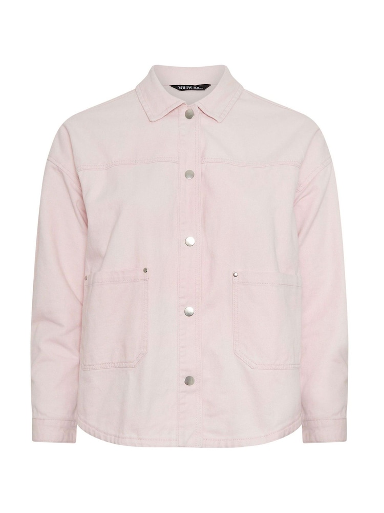 Yours Curve Pink Denim Jacket - Image 2 of 2 Yours Curve Pink Denim Jacket - Image 2 of 2