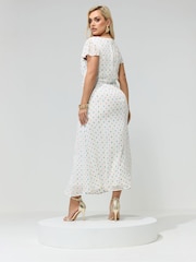 Yours Curve White London Dobby Twist Front Dress - Image 3 of 5