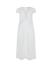 Yours Curve White London Dobby Twist Front Dress - Image 5 of 5