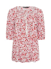 Yours Curve Red Ditsy Floral Blouse - Image 5 of 5