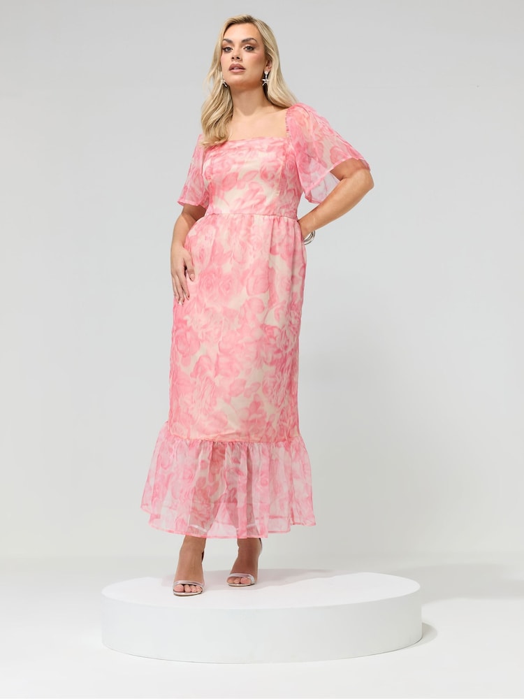 Розовый - Платье из органзы Yours Curve London - Изображение 1 5