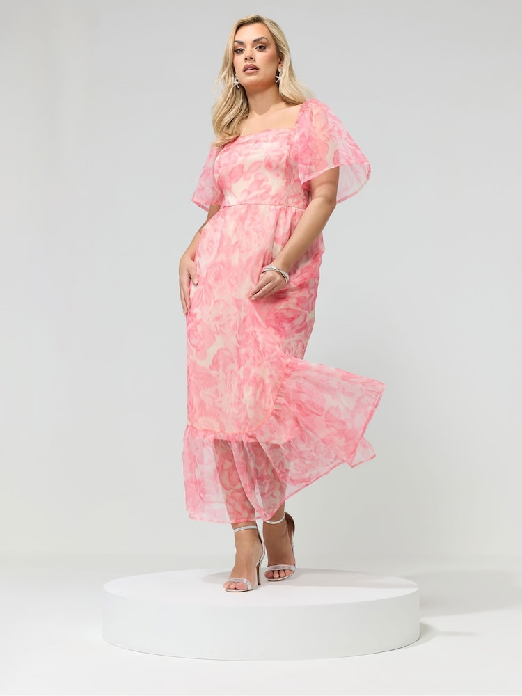 Розовый - Платье из органзы Yours Curve London - Изображение 2 5