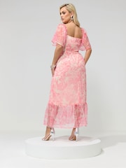 Розовый - Платье из органзы Yours Curve London - Изображение 3 5