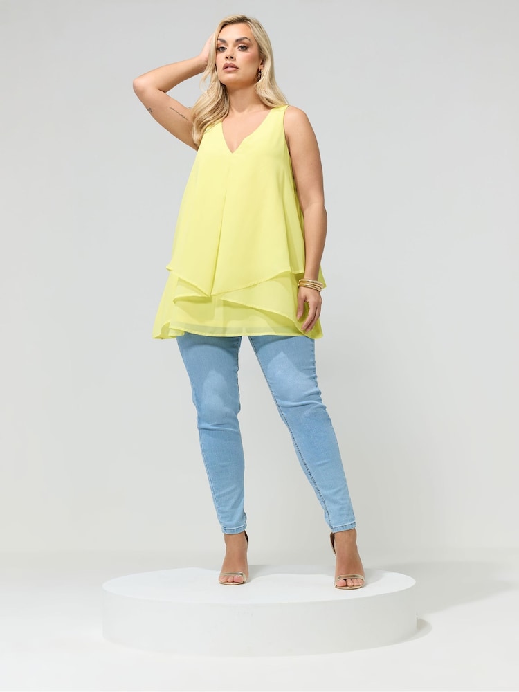 Žlutá - Yours Curve London Layered Blouse - Obrázek 2 z 5