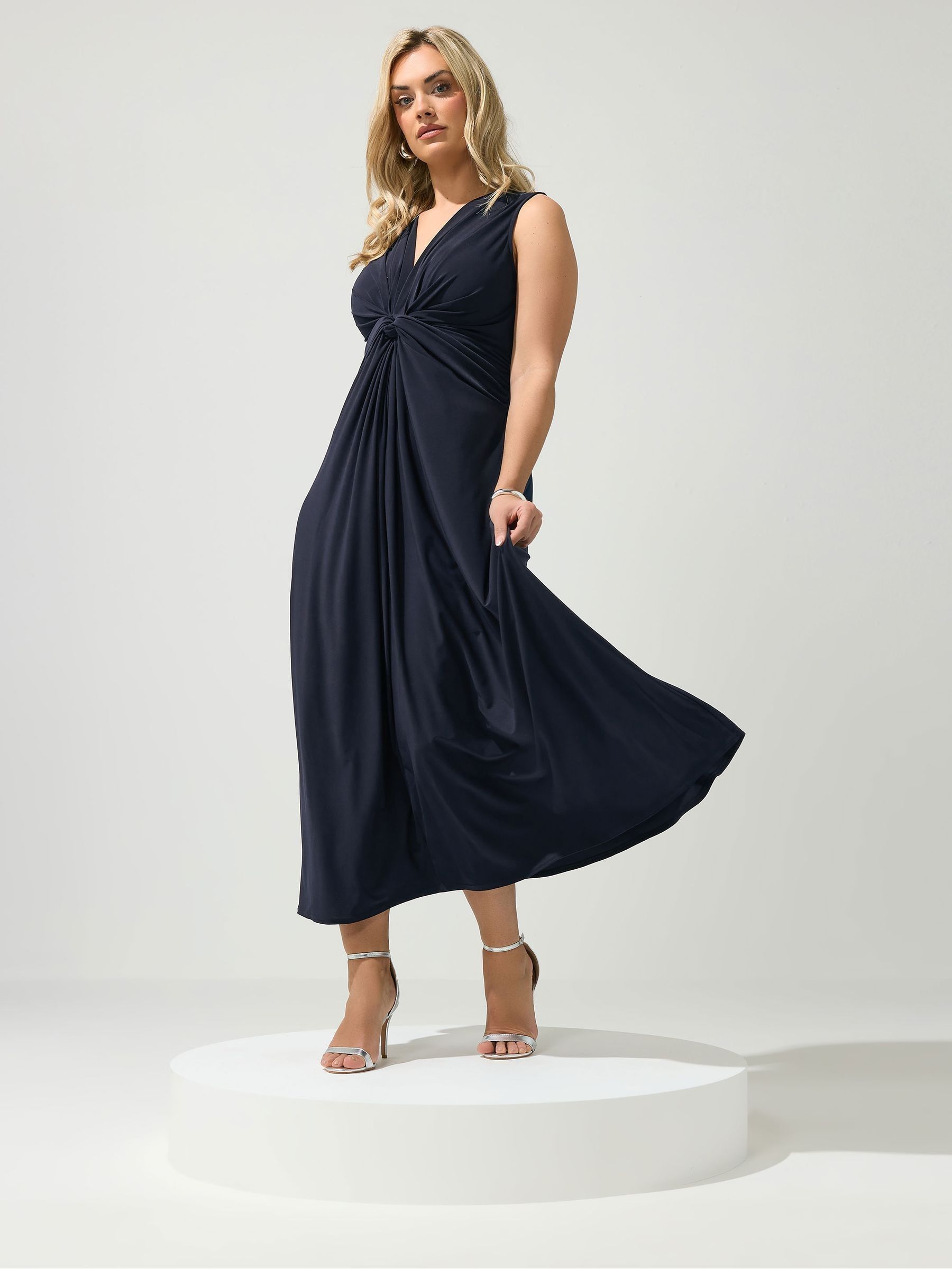 Yours Curve Women's Blue Knot Front Maxi Dress