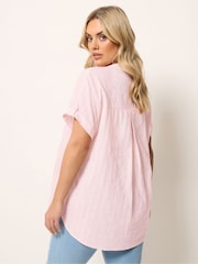 Yours Curve Pink Dobby Stripe Blouse - Image 3 of 5