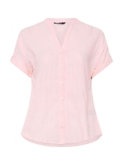 Yours Curve Pink Dobby Stripe Blouse - Image 5 of 5