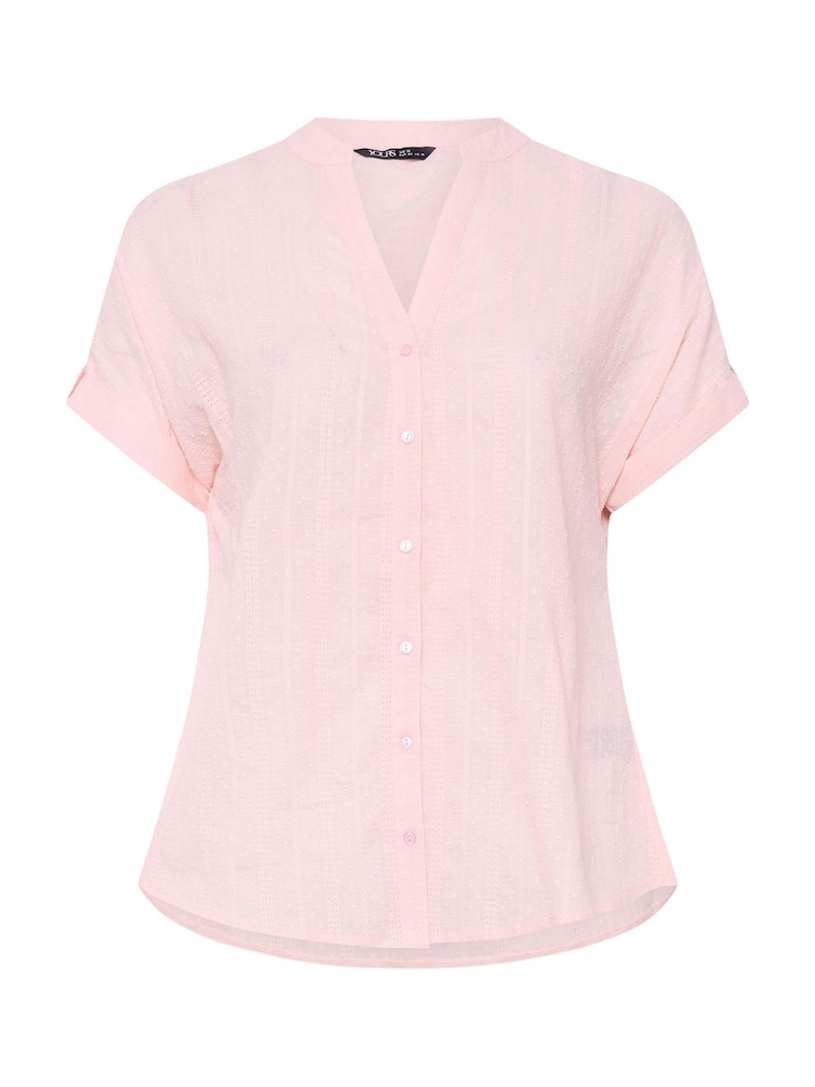 Yours Curve Pink Dobby Stripe Blouse - Image 5 of 5 Yours Curve Pink Dobby Stripe Blouse - Image 5 of 5