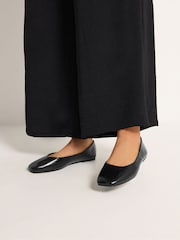 Yours Curve Black Wide Fit Extra-Wide Fit Square Toe Ballet Pumps - Image 1 of 5