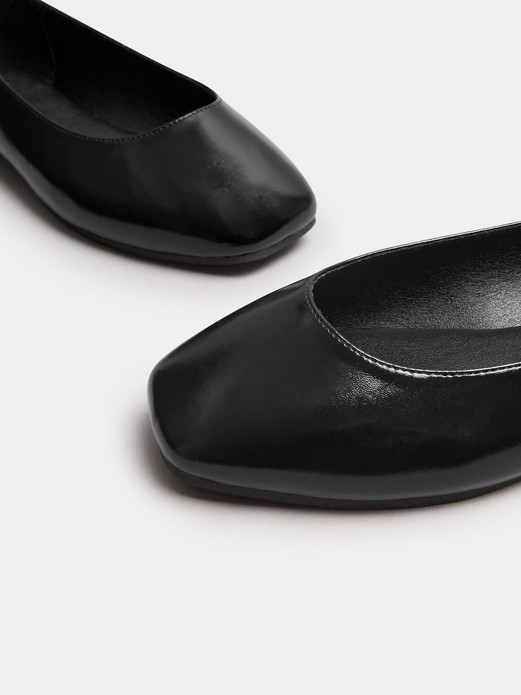 Yours Curve Black Wide Fit Extra-Wide Fit Square Toe Ballet Pumps - Image 5 of 5