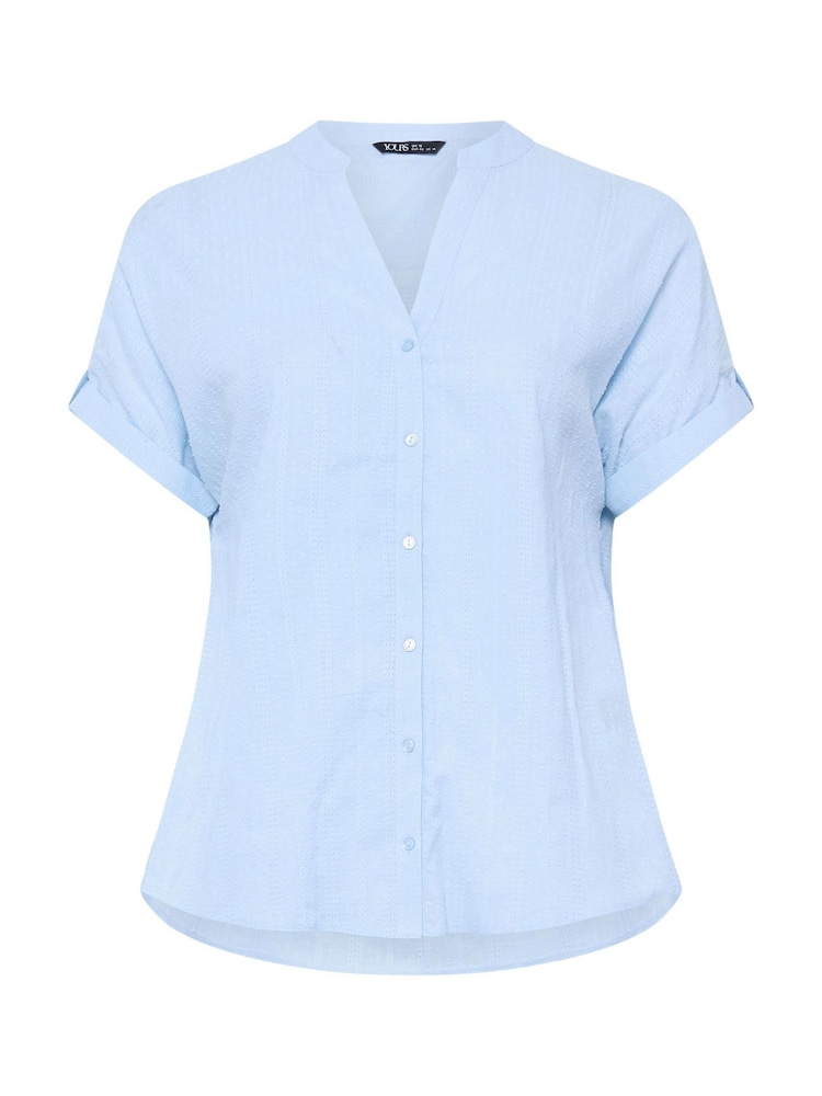 Yours Curve Blue Dobby Stripe Blouse - Image 5 of 5 Yours Curve Blue Dobby Stripe Blouse - Image 5 of 5