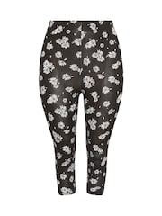 Yours Curve Black Ground Cropped Leggings 2 Pack - Image 2 of 8