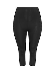 Yours Curve Black Ground Cropped Leggings 2 Pack - Image 3 of 8