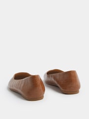 Yours Curve EEE 鳄鱼纹方头芭蕾舞鞋 - 5的图像4｝