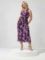 أرجواني - فستان بتصميم ملفوف من تشكيلة London من Yours Curve - Image 1 of 5