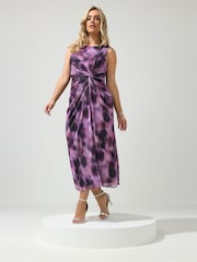 أرجواني - فستان بتصميم ملفوف من تشكيلة London من Yours Curve - Image 2 of 5