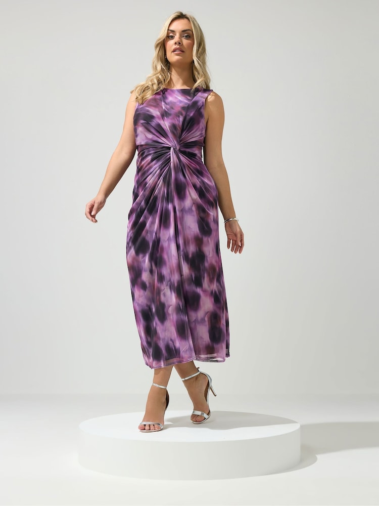 أرجواني - فستان بتصميم ملفوف من تشكيلة London من Yours Curve - Image 2 of 5