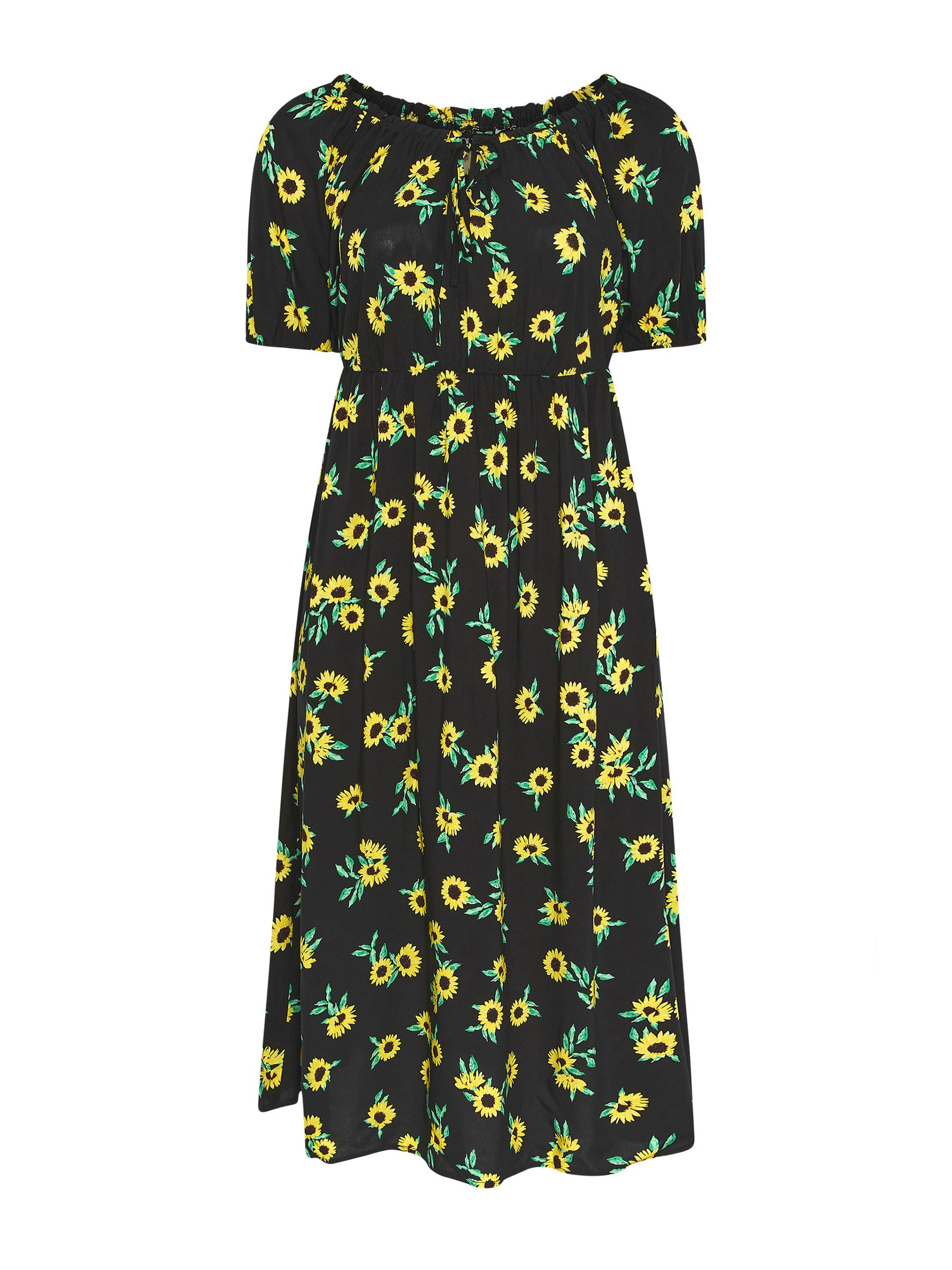 long black sunflower dress Sunflower | Dark LILY Print High-Neck Maxi Dress With Front-High Split