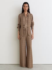 Reiss Minnie Check Tie-Neck Blouse - Larawan 3 ng 7