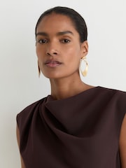 Reiss Grape Burgundy Camilla Gathered-Detail Draped Midi Dress - Image 6 of 8