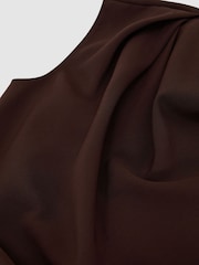 Reiss Grape Burgundy Camilla Gathered-Detail Draped Midi Dress - Image 8 of 8