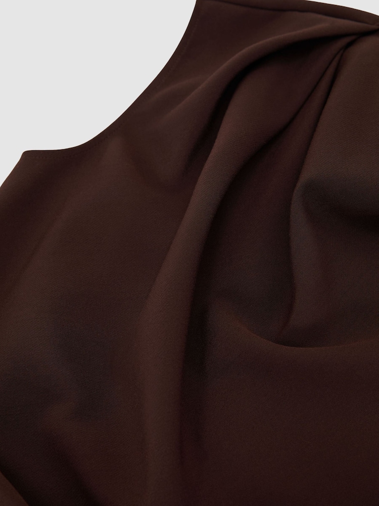 Reiss Grape Burgundy Camilla Gathered-Detail Draped Midi Dress - Image 8 of 8 Reiss Grape Burgundy Camilla Gathered-Detail Draped Midi Dress - Image 8 of 8