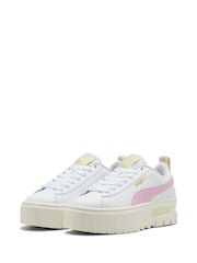 Puma White Mayze Leather Youth Trainers - Image 1 of 6