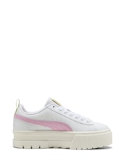 Puma White Mayze Leather Youth Trainers - Image 2 of 6
