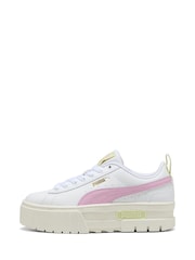 Puma White Mayze Leather Youth Trainers - Image 3 of 6