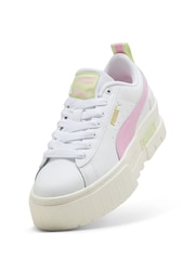 Puma White Mayze Leather Youth Trainers - Image 4 of 6