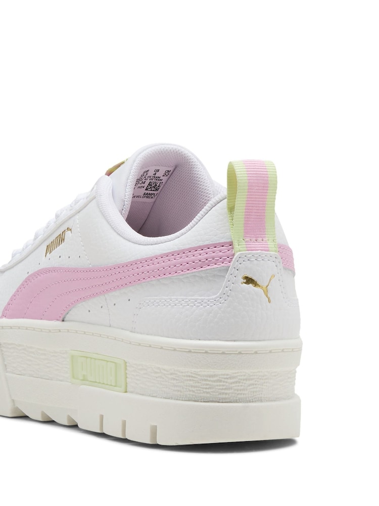 Puma White Mayze Leather Youth Trainers - Image 6 of 6