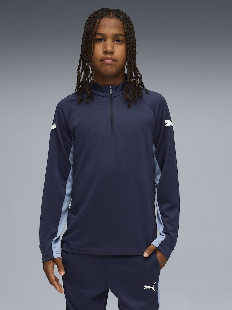 Puma Blue Individualliga Quarter-Zip T-Shirt - Image 1 of 6