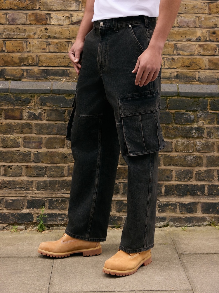 Czarny - Cargo Jeans - Obraz 2 z 12
