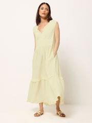 PixieGirl Petite Yellow Tie Back Tiered Dress - Image 2 of 6