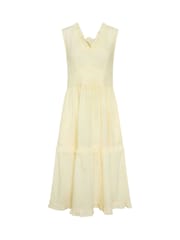 PixieGirl Petite Yellow Tie Back Tiered Dress - Image 5 of 6