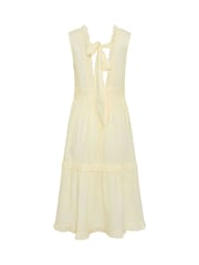 PixieGirl Petite Yellow Tie Back Tiered Dress - Image 6 of 6