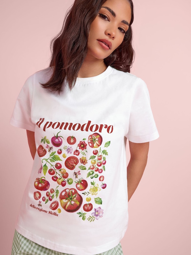 PixieGirl Petite White Tomato Graphic T-Shirt - Image 1 of 2