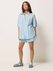 PixieGirl Petite Blue Striped Short Sleeve Shirt - Image 2 of 5