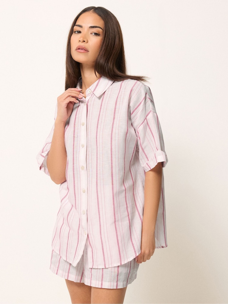 PixieGirl Petite Pink Striped Short Sleeve Shirt - Image 1 of 4
