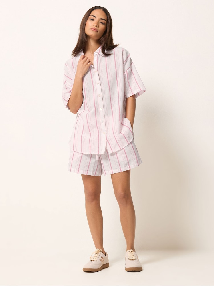 PixieGirl Petite Pink Striped Short Sleeve Shirt - Image 2 of 4