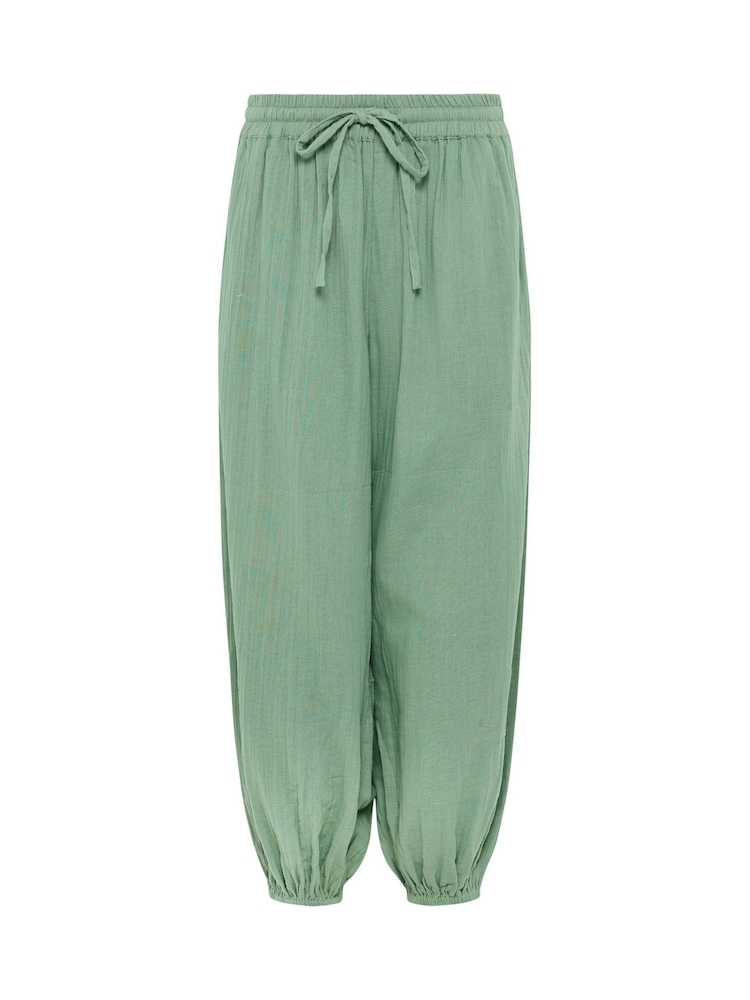 PixieGirl Petite Green Cheesecloth Balloon Trousers - Image 3 of 3