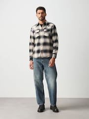 Monochrome Check Western Styling Long Sleeve Shirt - Image 3 of 8