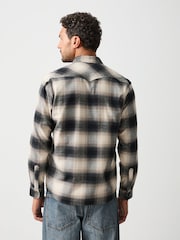 Monochrome Check Western Styling Long Sleeve Shirt - Image 4 of 8
