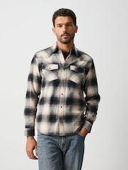 Monochrome Check Western Styling Long Sleeve Shirt - Image 5 of 8