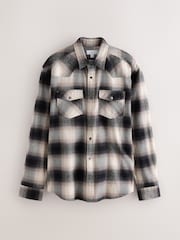 Monochrome Check Western Styling Long Sleeve Shirt - Image 6 of 8