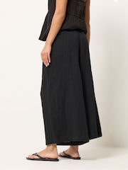 PixieGirl Petite Black Cheesecloth Wide Leg Cropped Culottes - Image 3 of 4