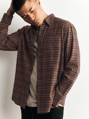 Charcoal Blue Textured Check Long Sleeve Shirt - Image 1 of 9