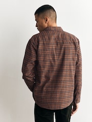 Charcoal Blue Textured Check Long Sleeve Shirt - Image 3 of 9